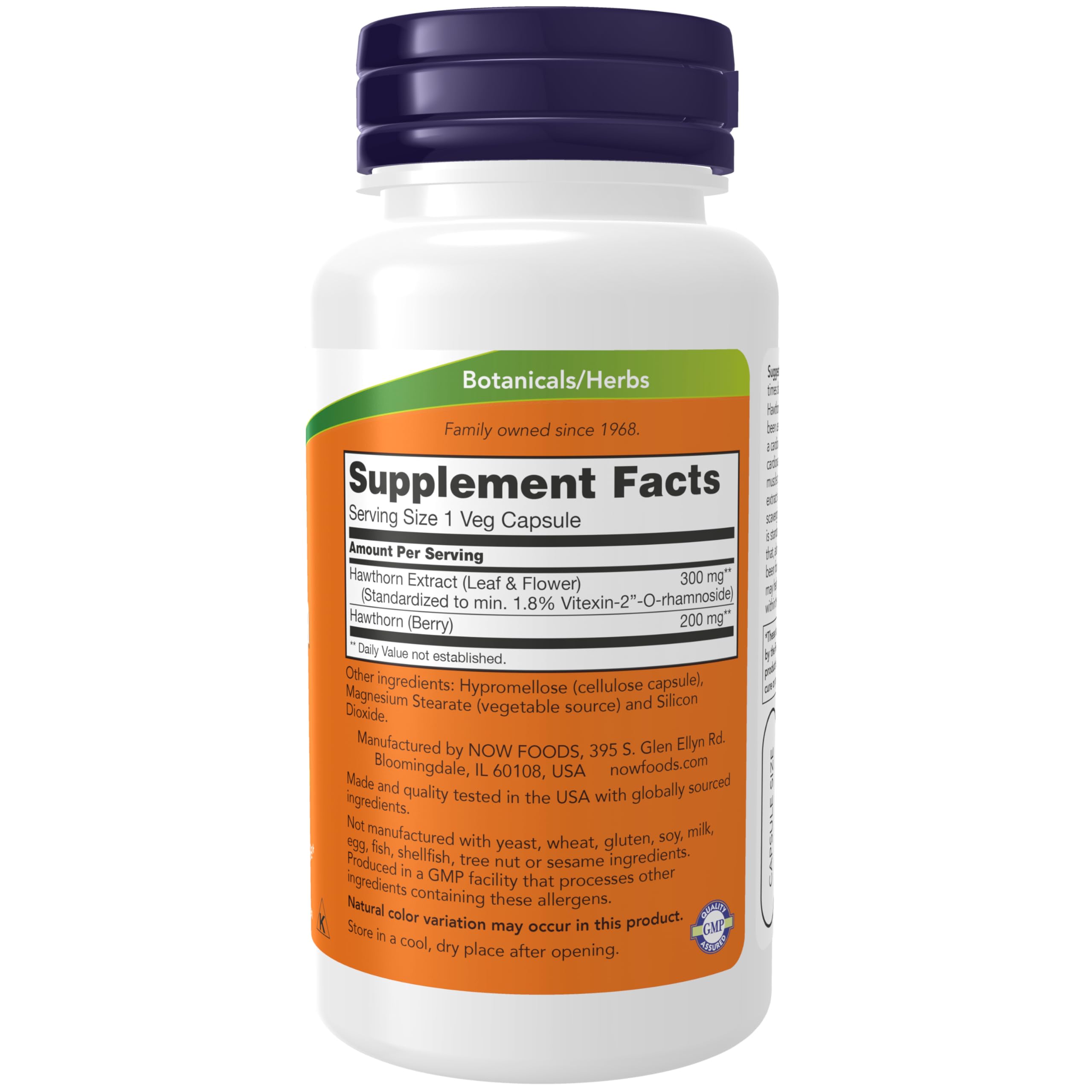 NOW Foods Hawthorn Extract supplement label details