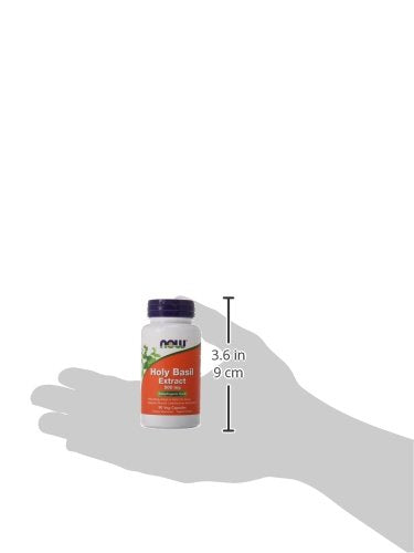 Close up of Now Foods Holy Basil vegetarian capsules bottle