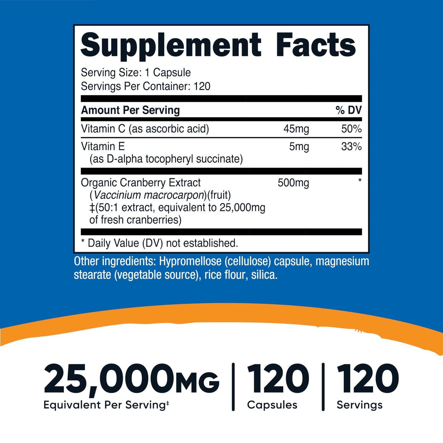 Nutricost Cranberry Extract veggie capsules supplement facts label