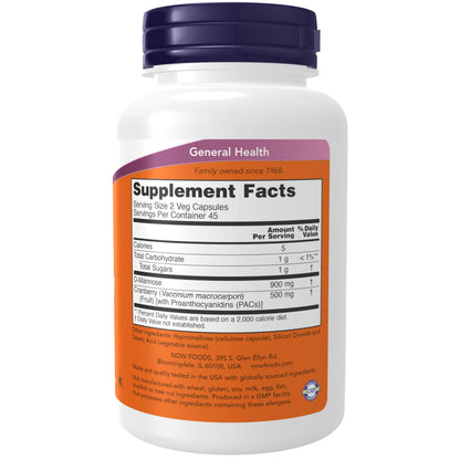 Now Foods Mannose Cranberry Dual Action Supplement Bottle