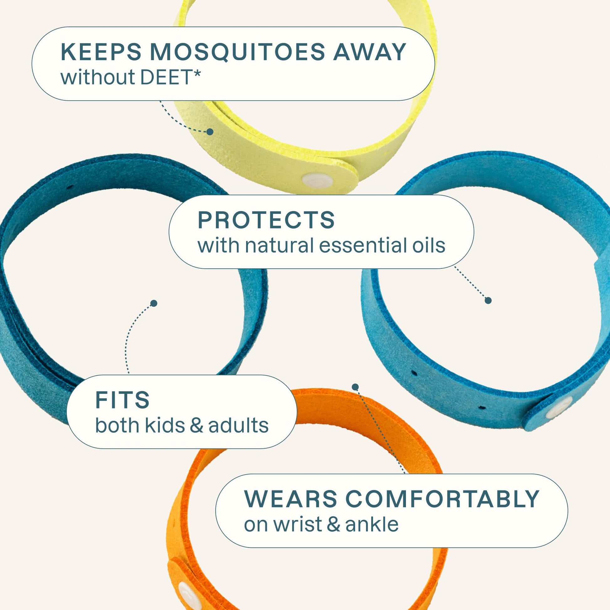Ten pack of colorful microfiber mosquito repellent bands