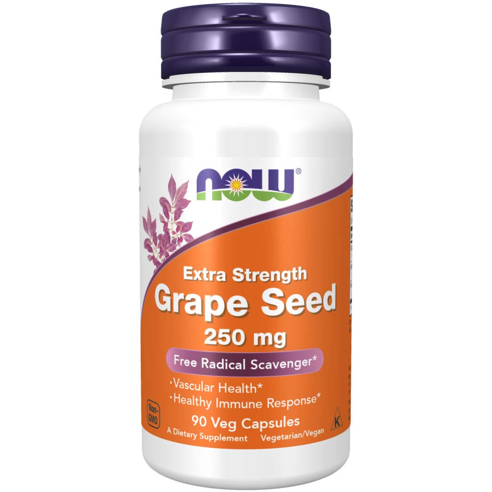 Supplement facts label of Now Foods Grape Seed Extract