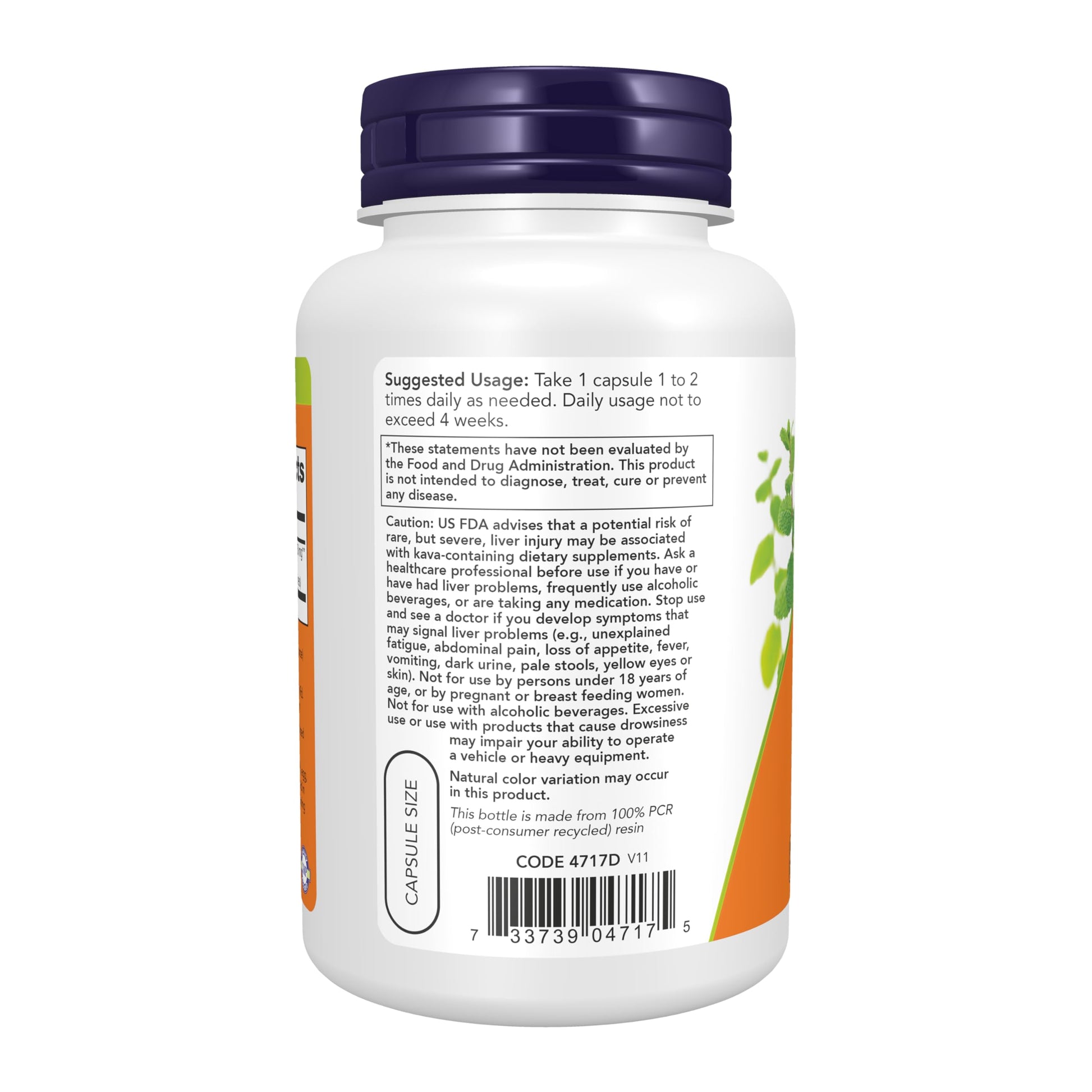 NOW Foods Kava Kava standardized thirty percent kavalactones relaxation blend bottle