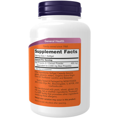 NOW Foods bee propolis extract 5 to 1 concentrated formula label view