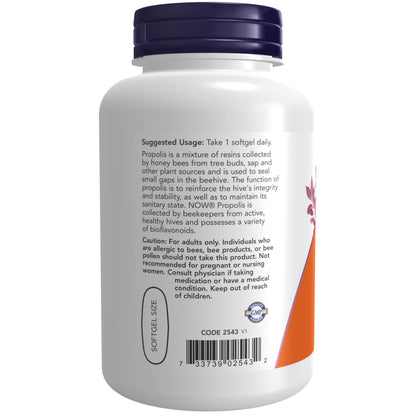 Natural bee propolis antioxidant dietary supplement bottle side panels ingredients list