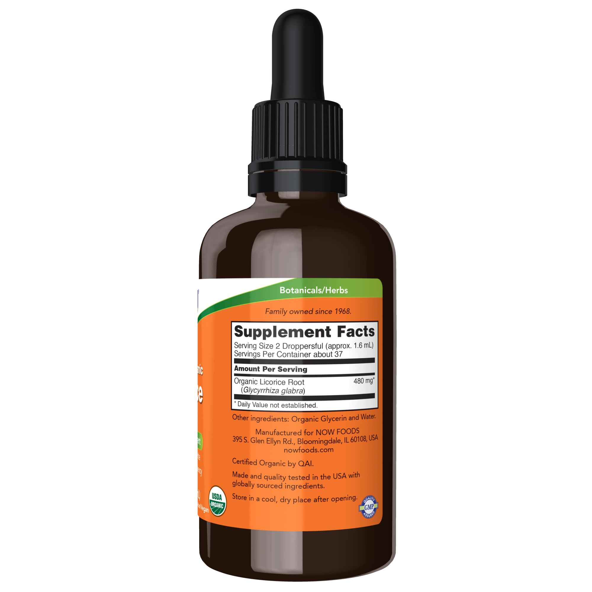Now Foods Licorice Root Glycerite supplement label details