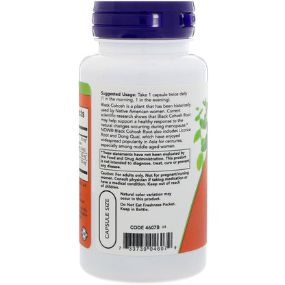 Now Foods Black Cohosh Root packaging label details