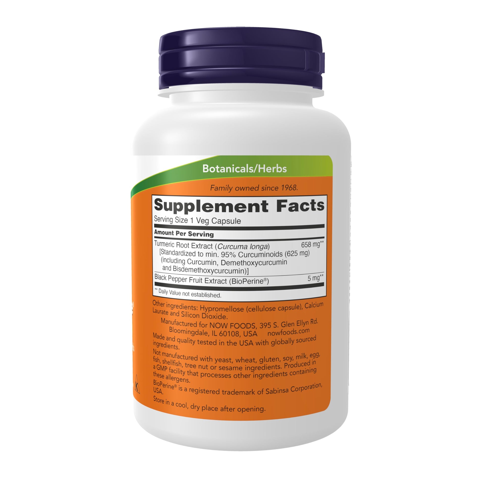 Now Foods Turmeric Curcumin 90 vegetarian capsules packaging