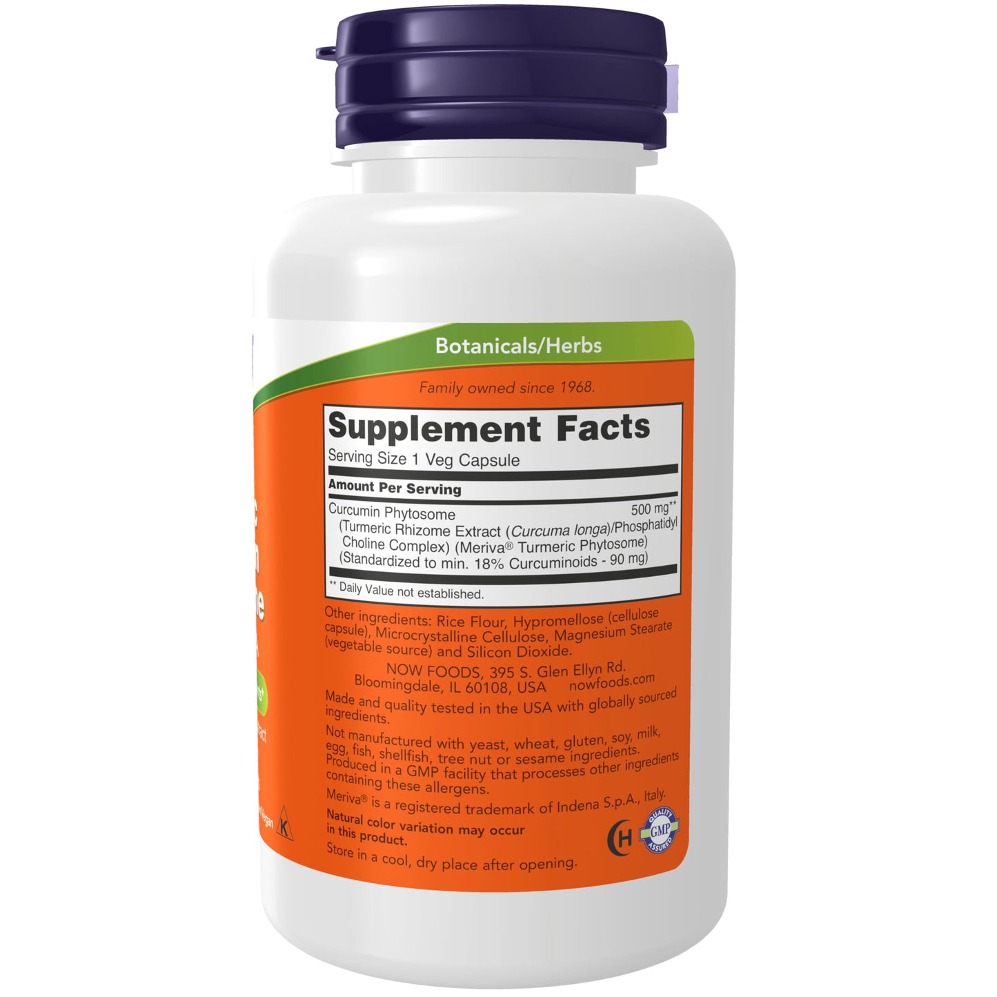 Now Foods Curcumin Phytosome label showing 60 vegetarian capsules