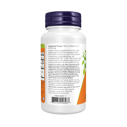 Supplement facts panel of NOW Foods Guggul Extract with 90 Milligrams elemental magnesium.