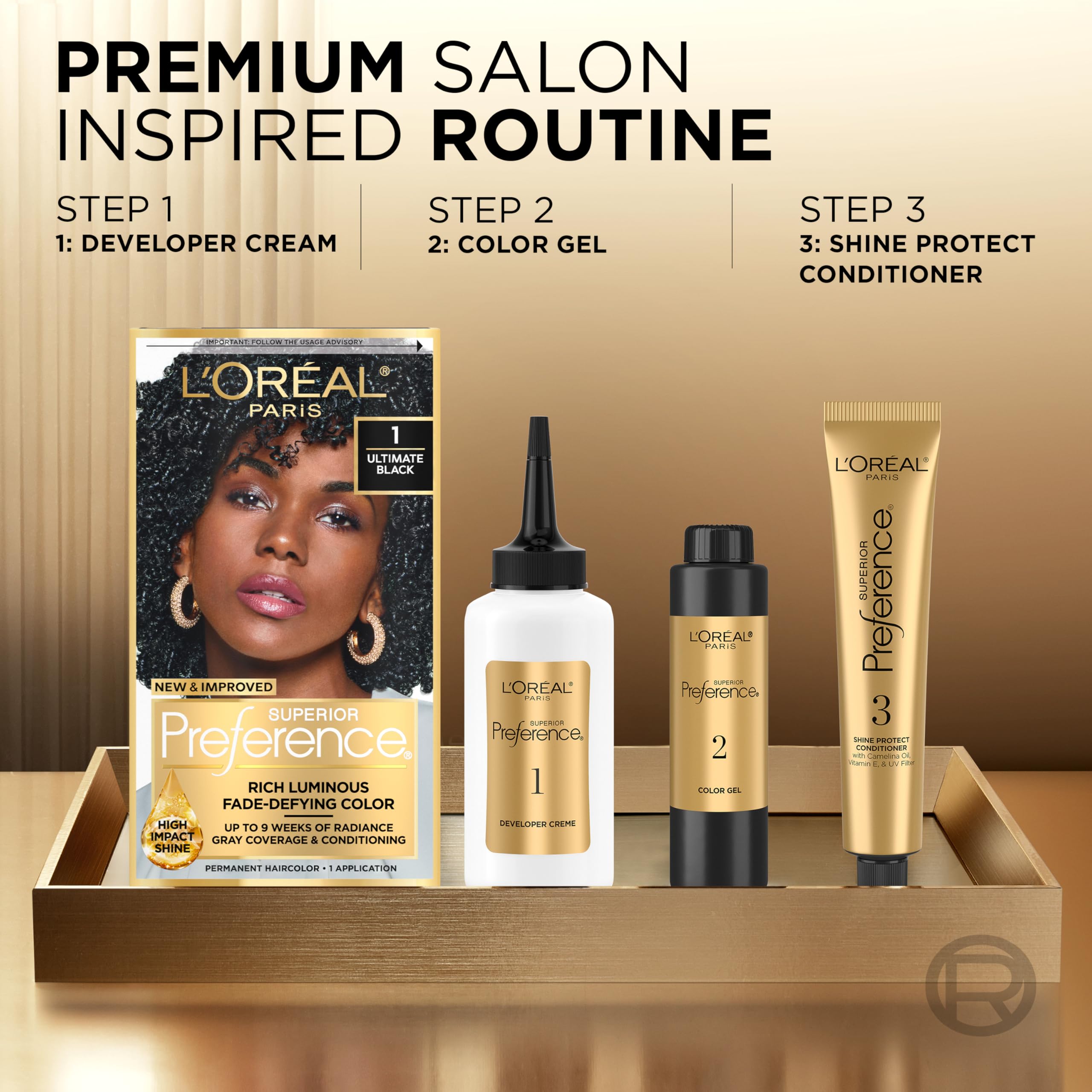 Superior Preference shade 5 Medium Brown liquid gel hair dye kit components and instructions