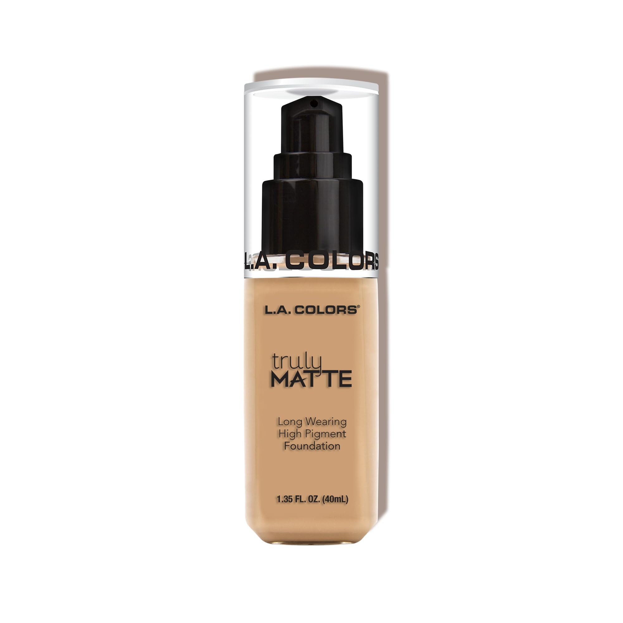 L.A. COLORS matte finish full coverage foundation pump dispenser close up