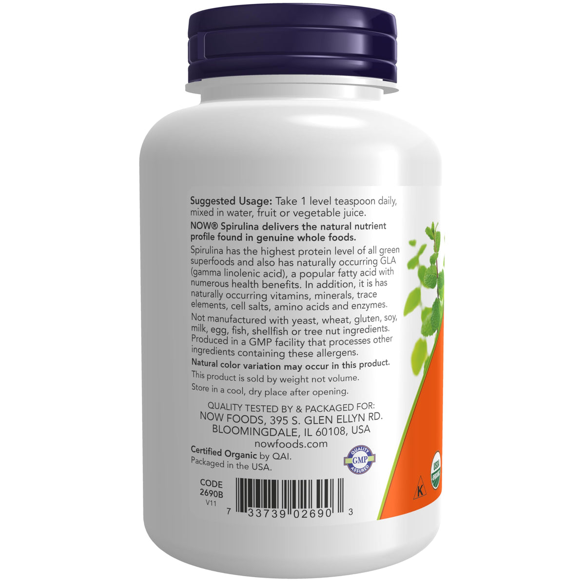 Pure unflavored vegetarian plant based protein powder supplement ingredient label details.