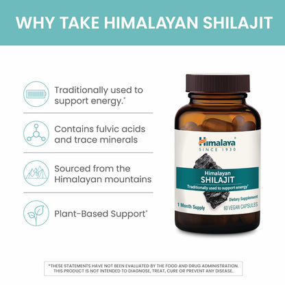 Himalaya Himalayan Shilajit herbal energy supplement 60 count bottle for vitality support
