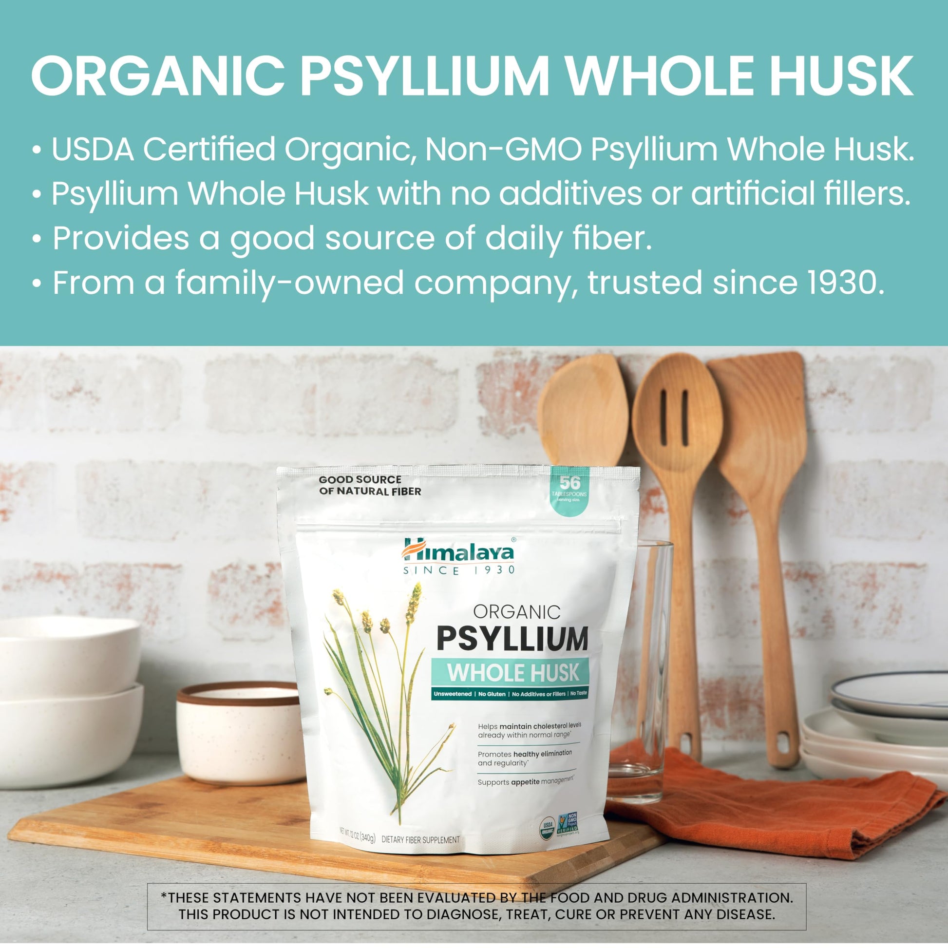 Back of Himalaya Organic Psyllium Whole Husk pouch showing ingredients