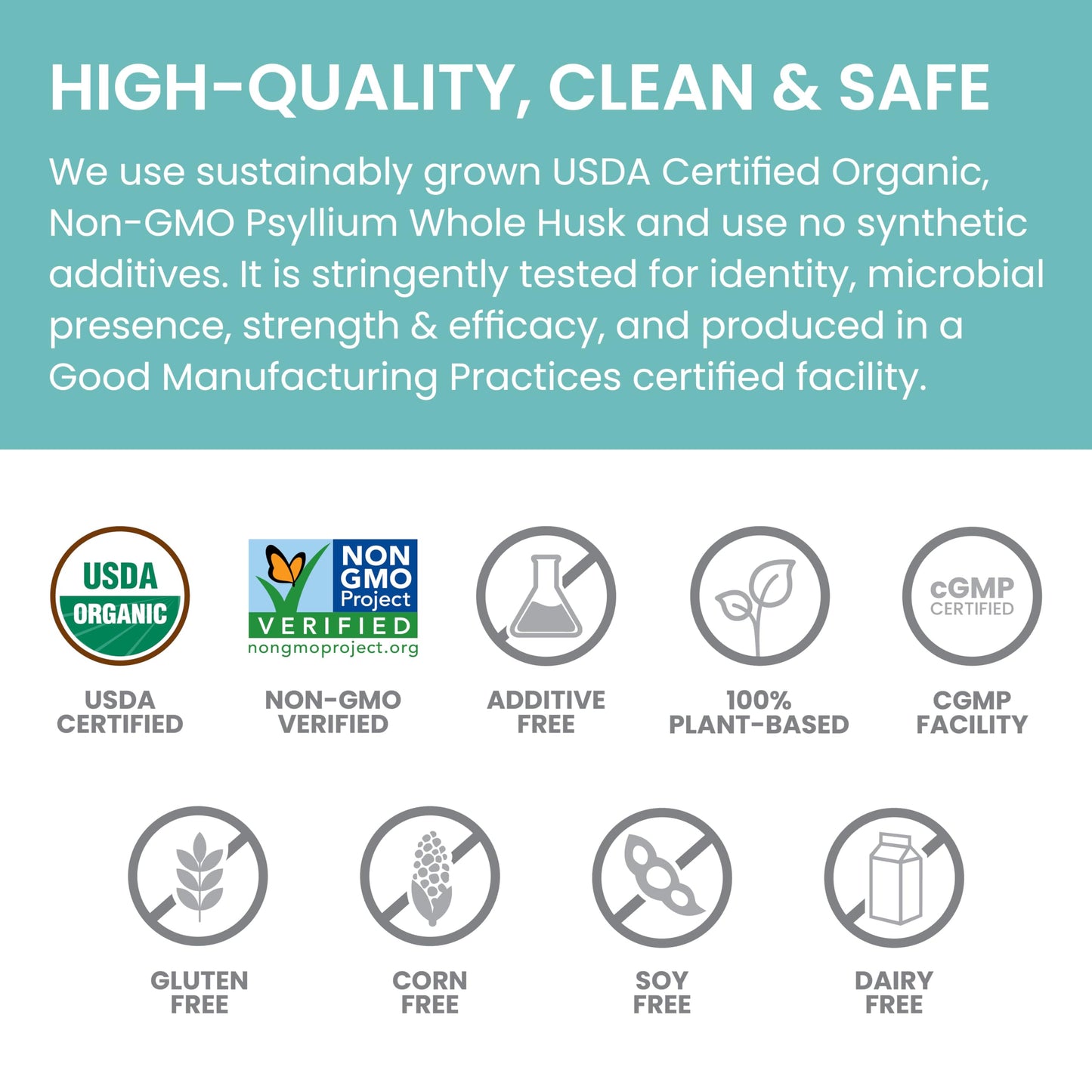 Certified USDA Organic label on Himalaya Psyllium Husk packaging