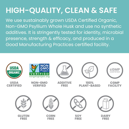 Certified USDA Organic label on Himalaya Psyllium Husk packaging