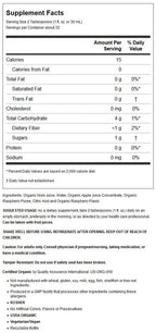 Side angle view of NOW Foods Morinda citrifolia liquid supplement showing the nutritional facts, ingredient list, and recommended daily dosage.