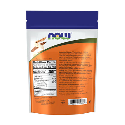 Now Foods Whole Psyllium Husks nutritional facts label
