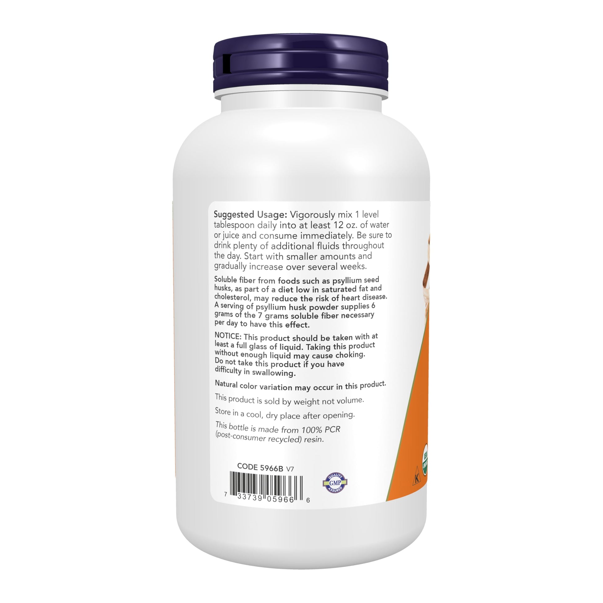 Now Foods Organic Psyllium Husk Powder ingredient label