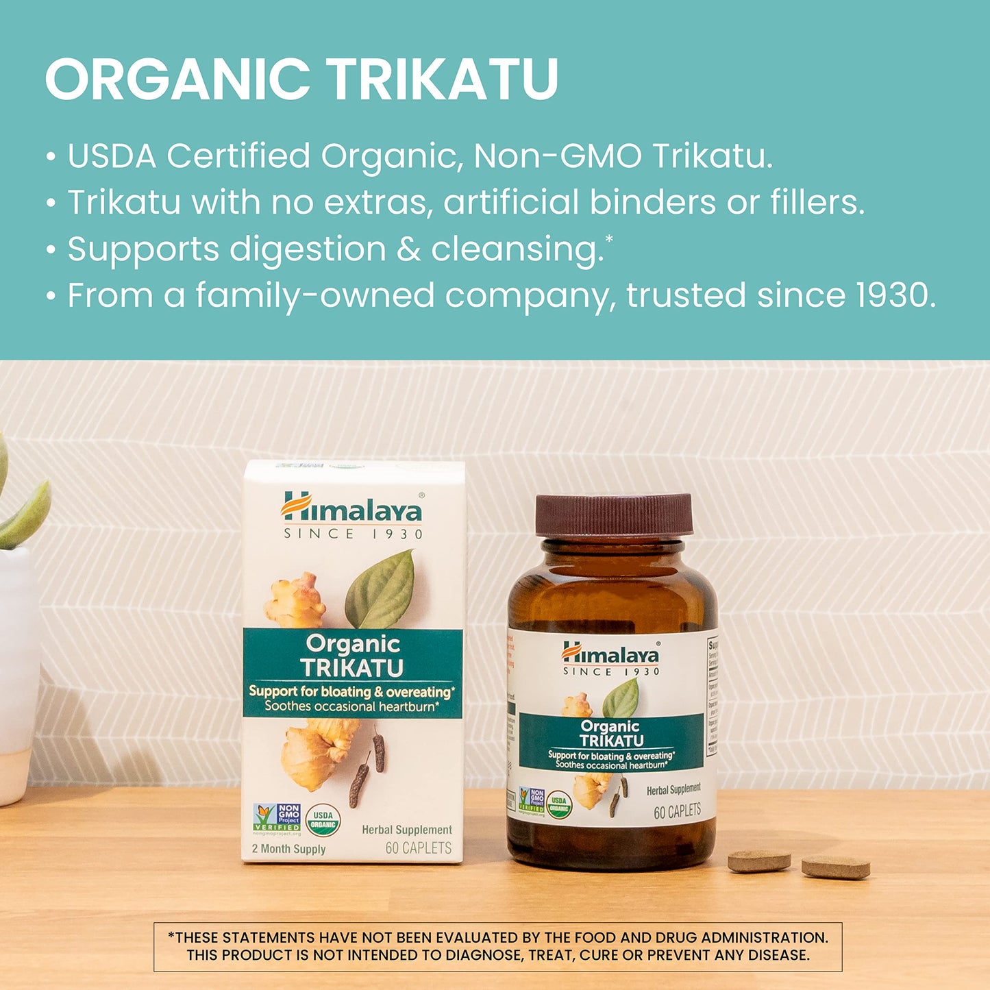 Himalaya USDA Organic Trikatu Digestive Health Supplement supplement facts label