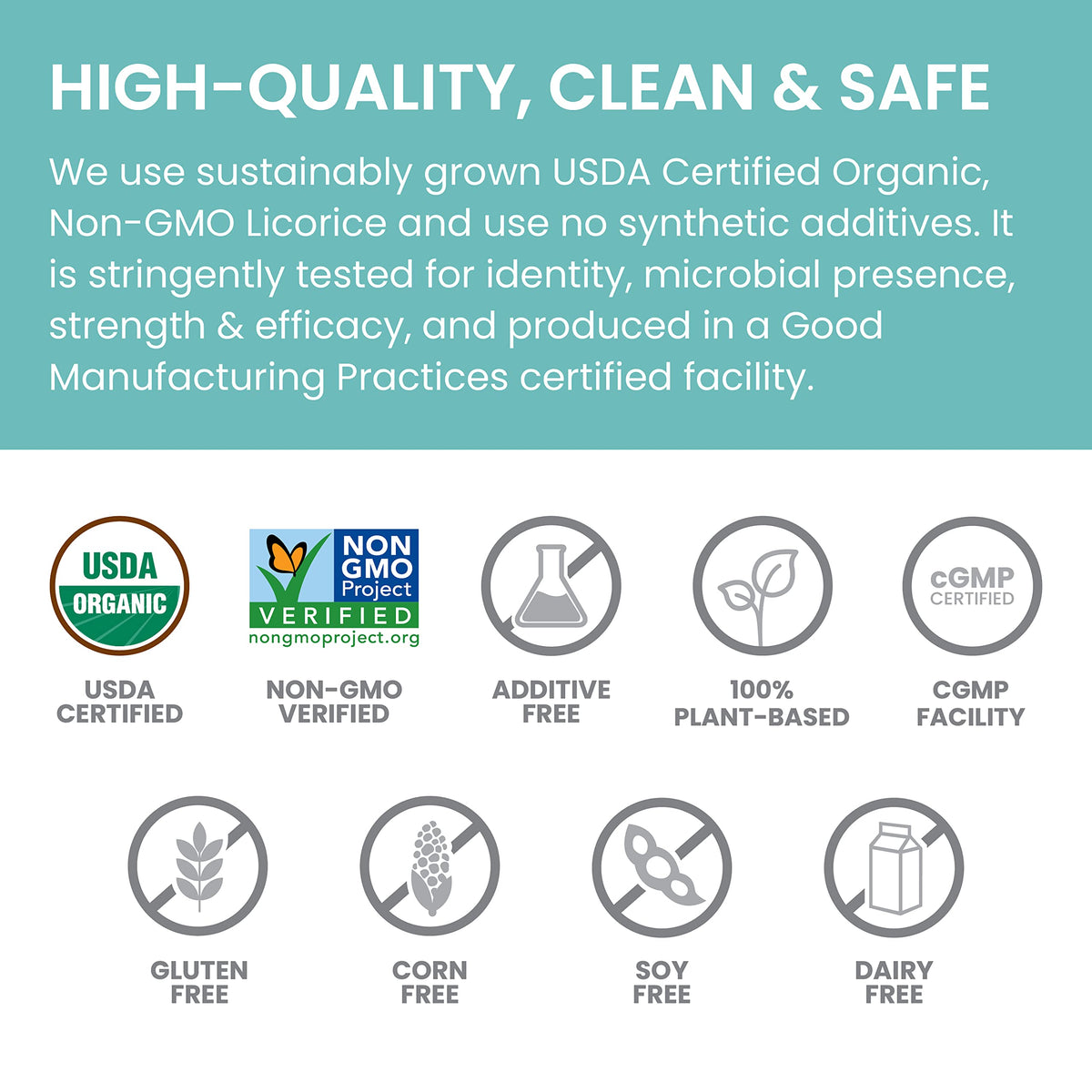 Himalaya Organic Licorice side view highlighting non-GMO label