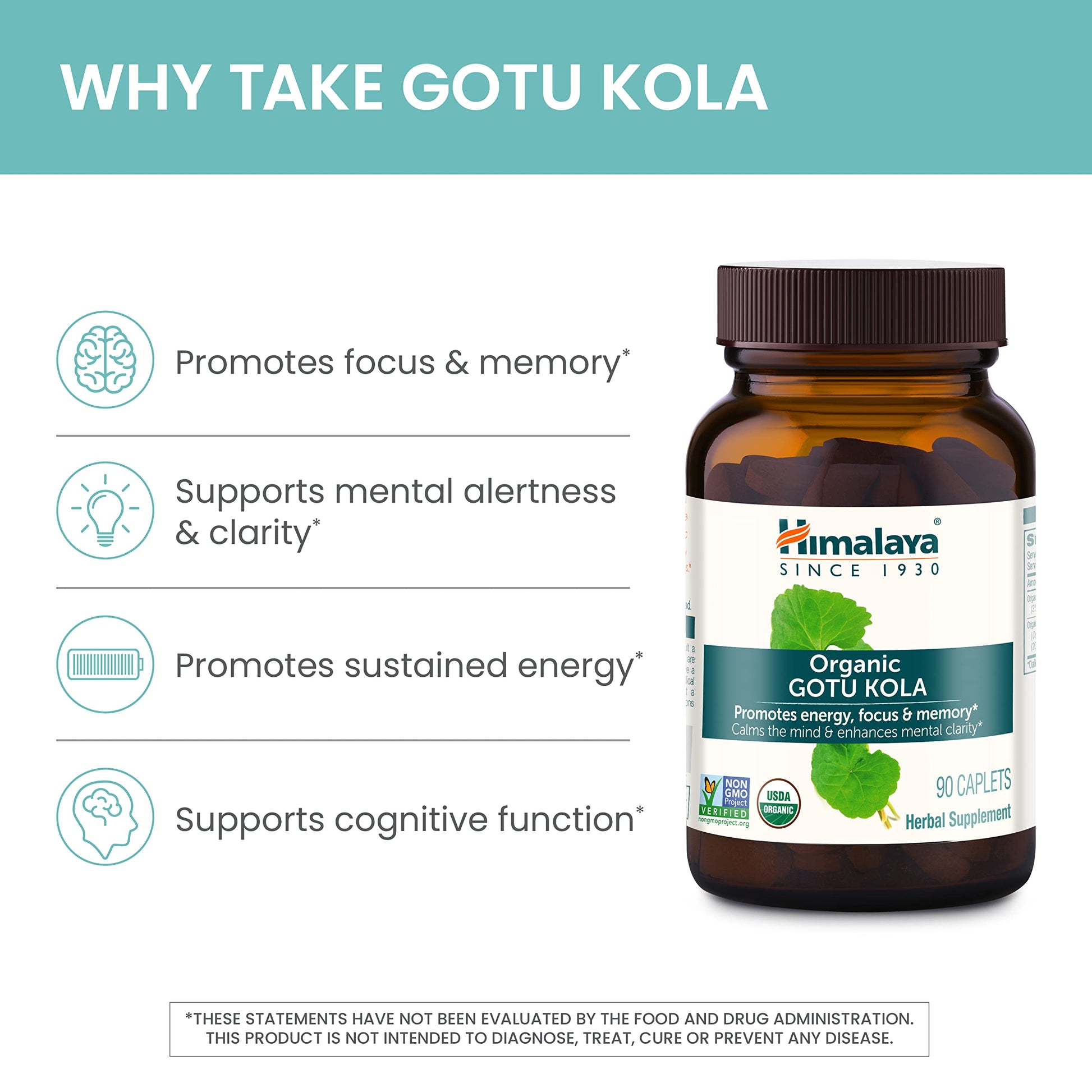 Back panel of Himalaya Organic Gotu Kola showing supplement facts and usage instructions