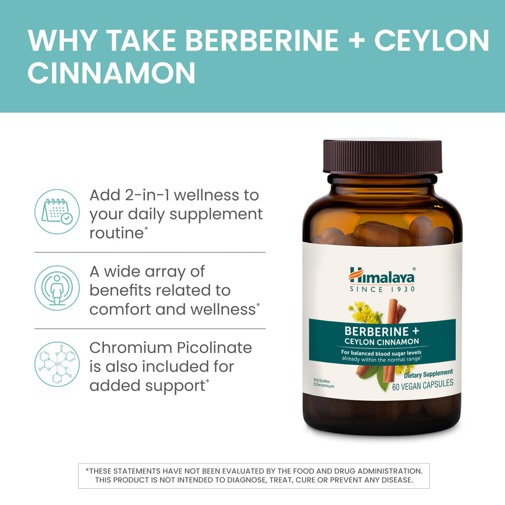 Himalaya Berberine with Ceylon Cinnamon ingredient label details
