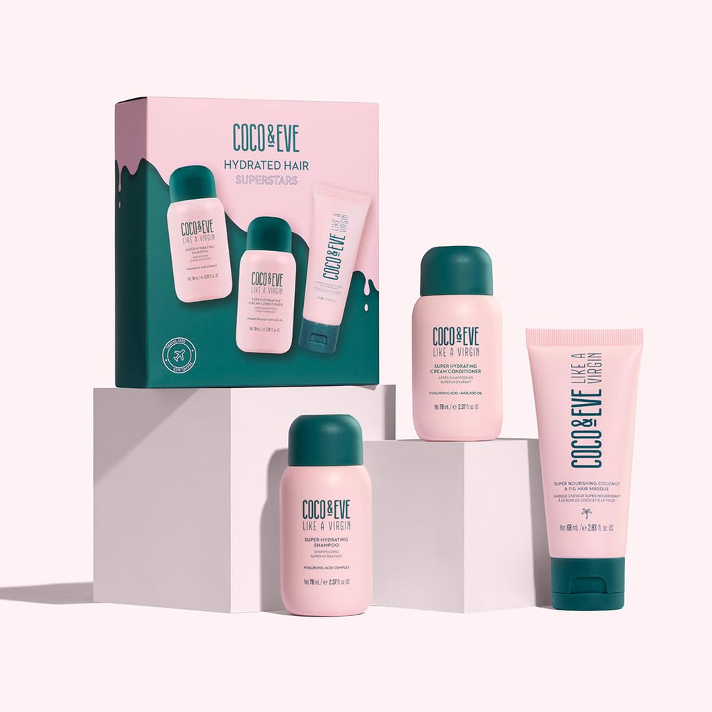 Coco and Eve Super Hydrating Shampoo bottle in pink with green cap