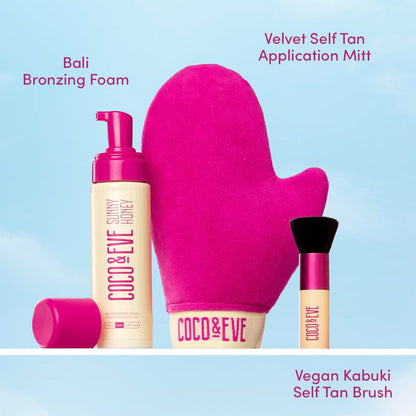Vegan kabuki brush tool designed for precise face and hand self tanner application