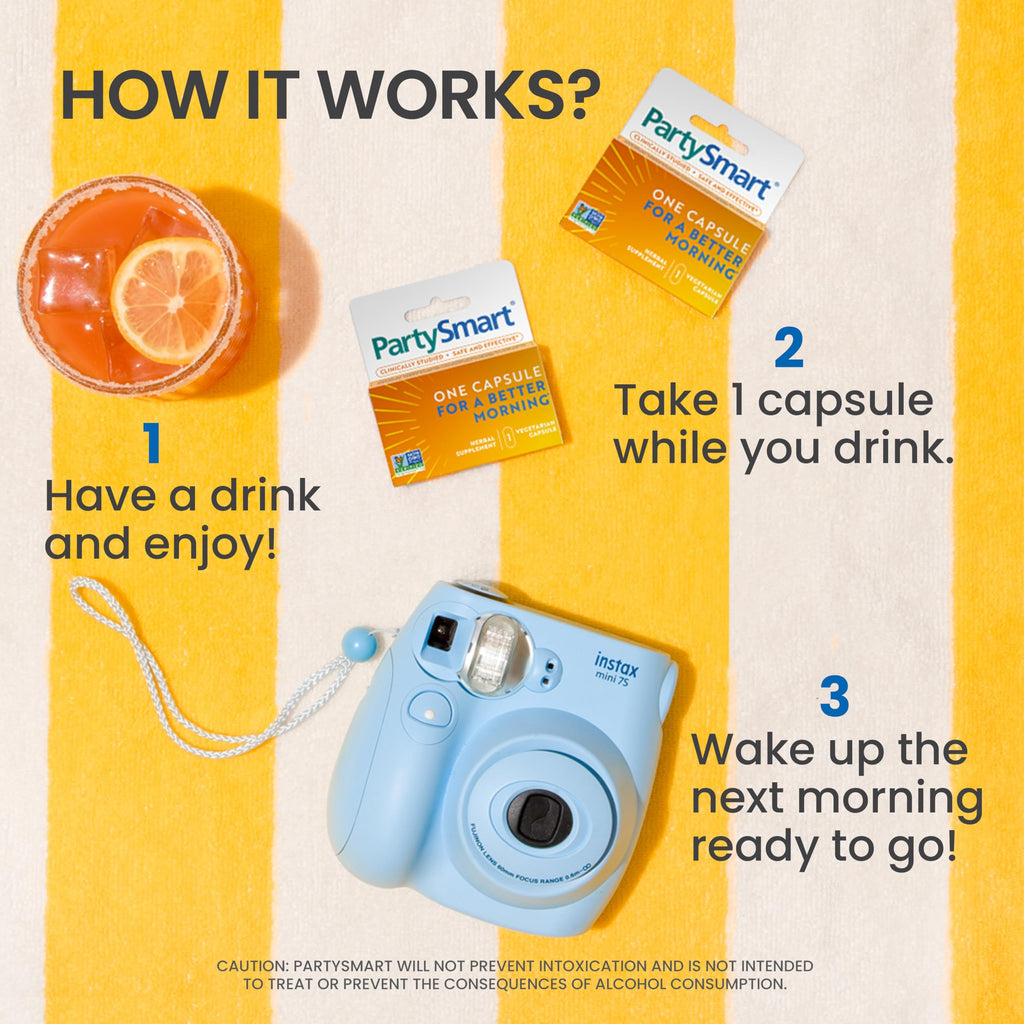 Plant based travel friendly hangover prevention capsules display