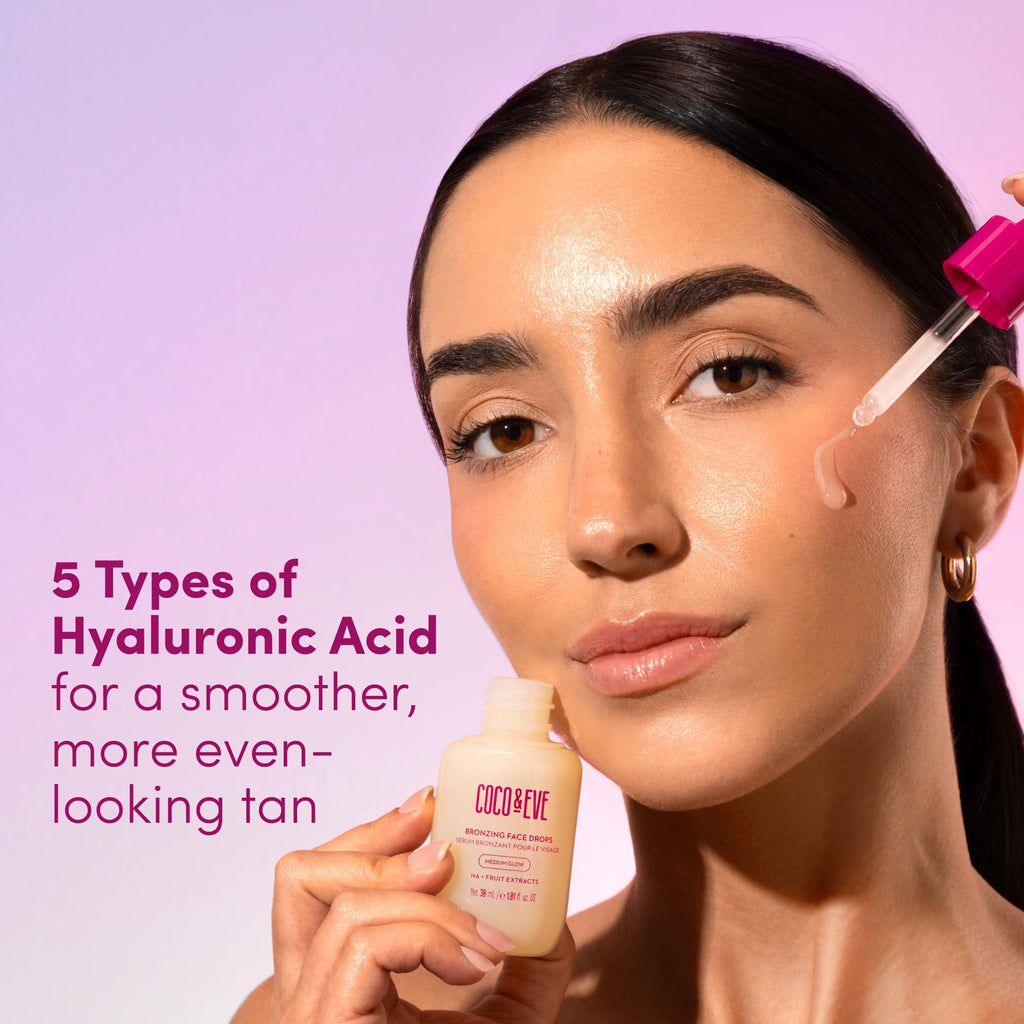 Coco and Eve bronzing drops dispensed on hand palm
