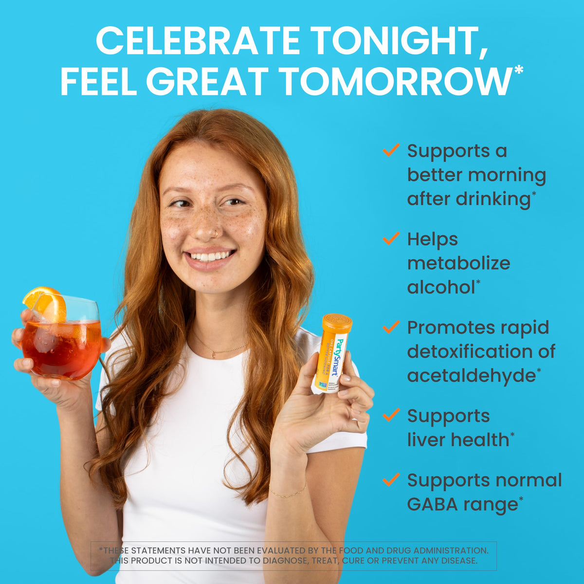 Authentic USA imported Himalaya PartySmart packaging displaying alcohol breakdown benefits