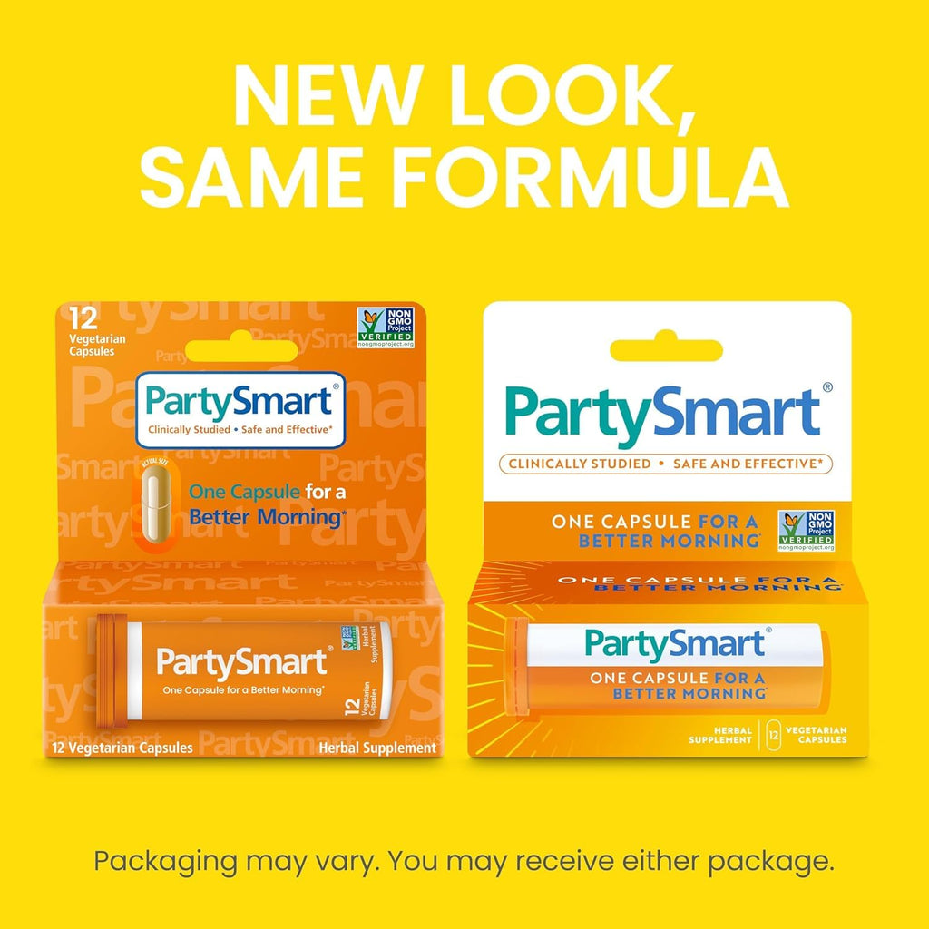 Himalaya PartySmart imported supplement tube open showing individual vegetarian capsules