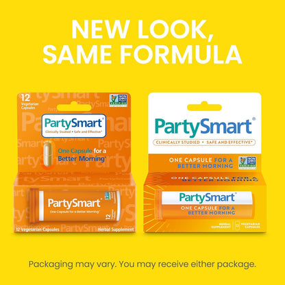 Himalaya PartySmart imported supplement tube open showing individual vegetarian capsules
