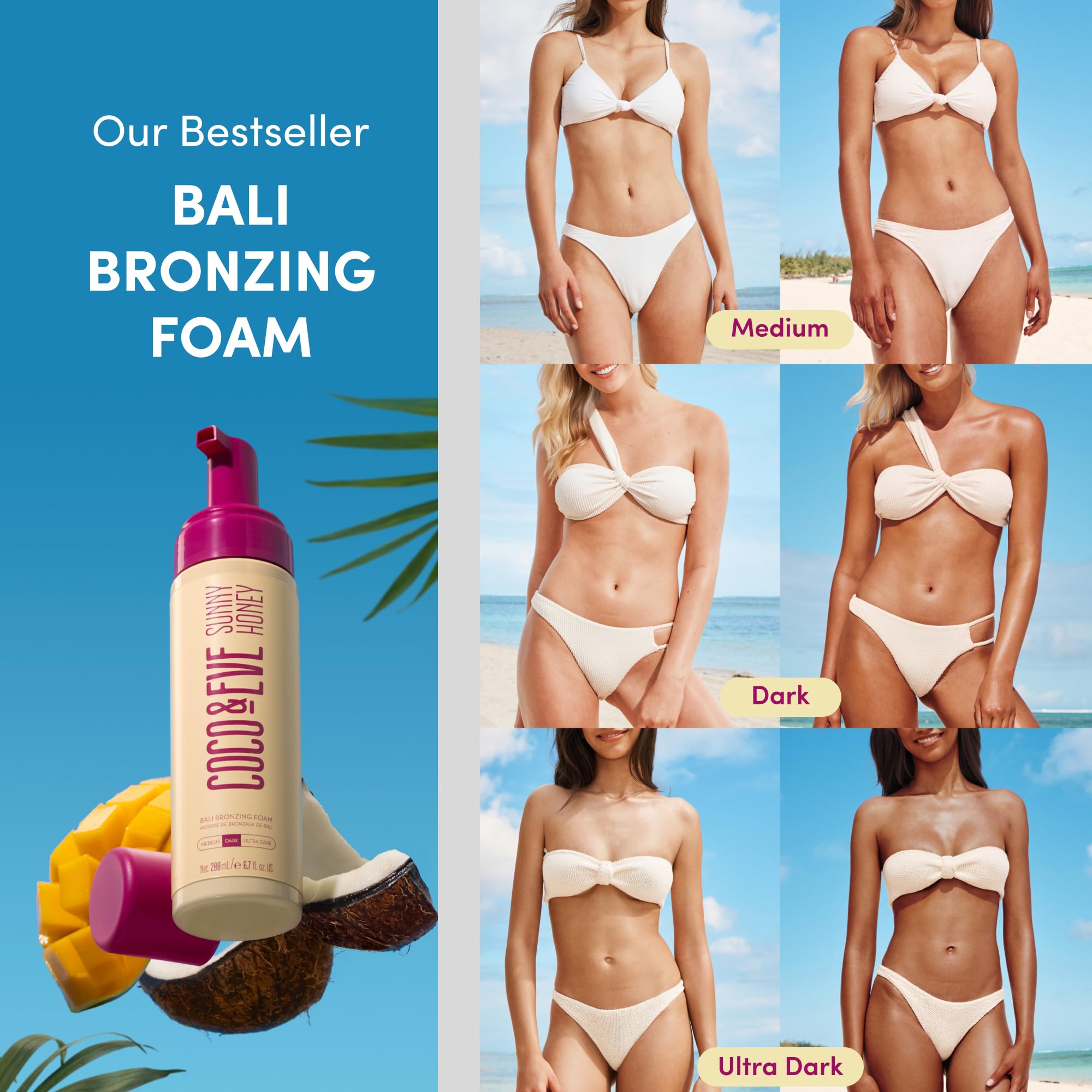 Lightweight dark self-tanning mousse foam texture pumped out onto an applicator mitt for flawless blending.
