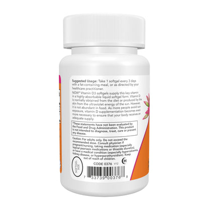 High potency vitamin D3 dietary supplement packaging clearly detailing ingredients