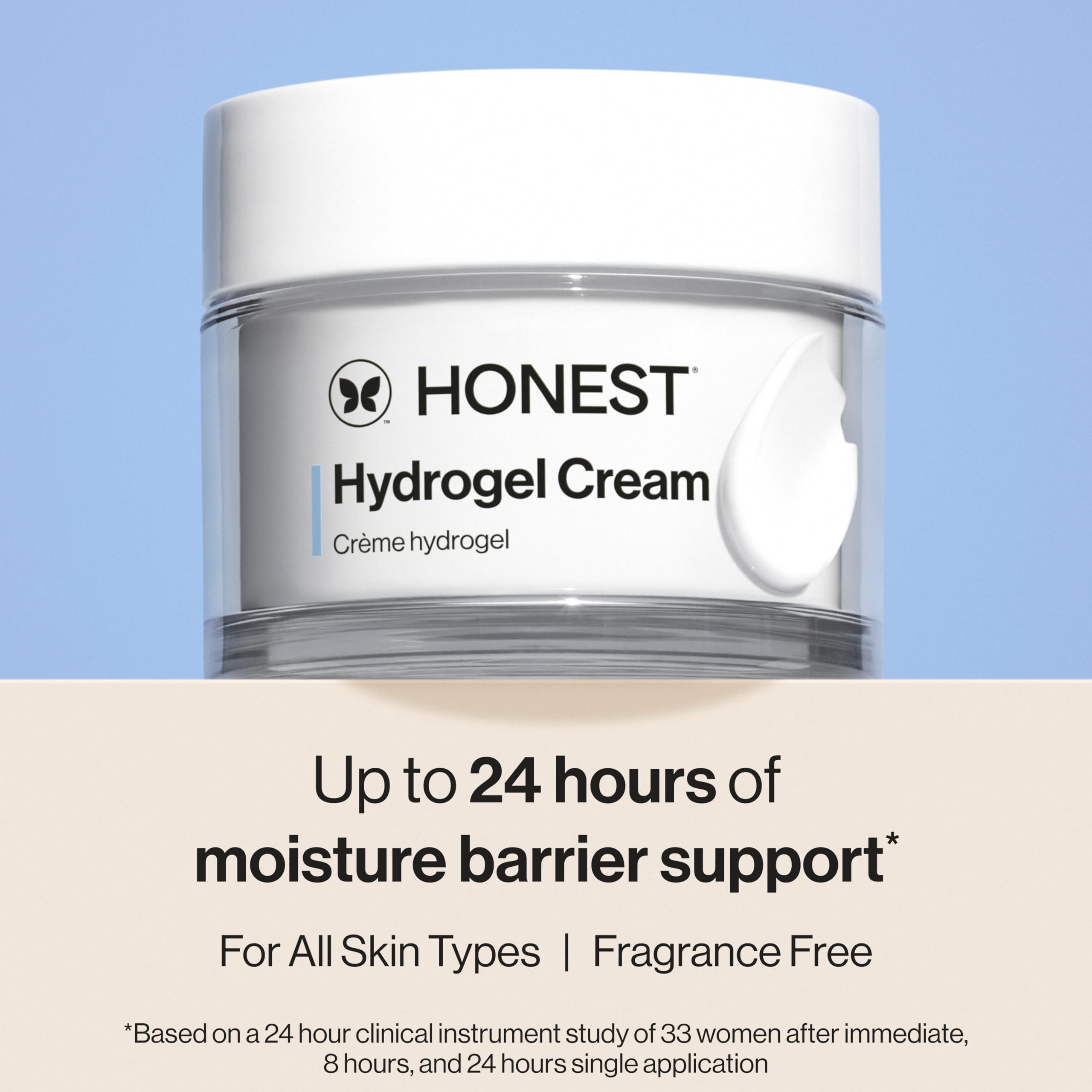 Honest Beauty Hydrogel Cream open jar showing lightweight water cream texture