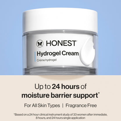 Honest Beauty Hydrogel Cream open jar showing lightweight water cream texture