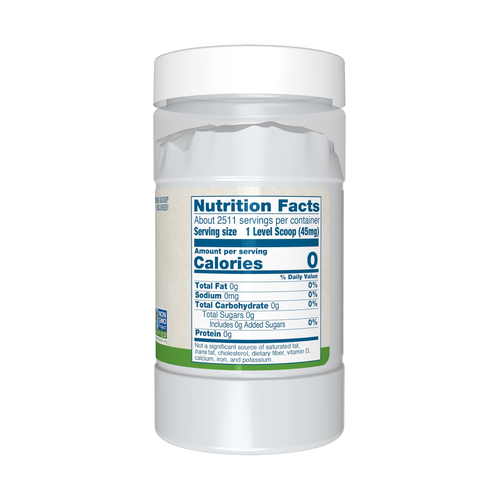 Certified organic non-GMO stevia sweetener powder packaging