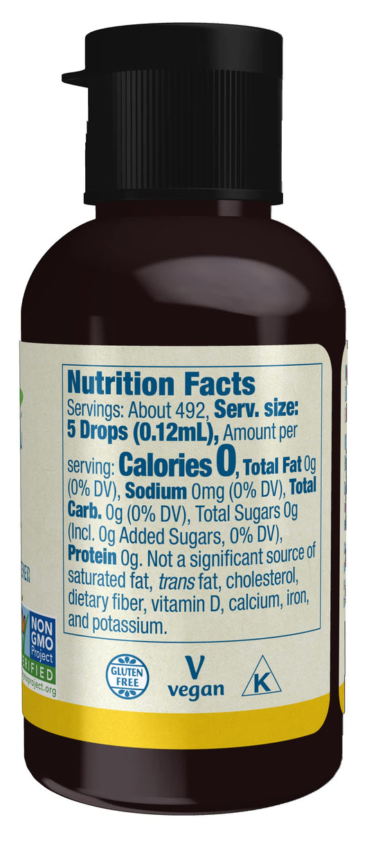 NOW Foods BetterStevia Lemon zero calorie liquid sweetener ingredients label