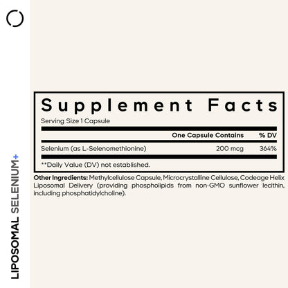 Codeage L-Selenomethionine 180 capsules supplement bottle side view showing clean label facts