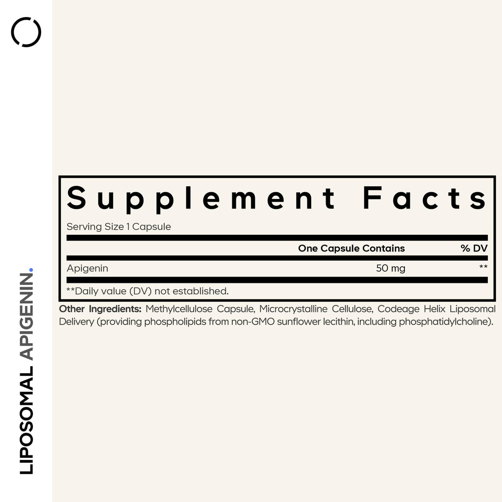 Codeage chamomile extract supplement bottle showcasing the liposomal delivery system logo.