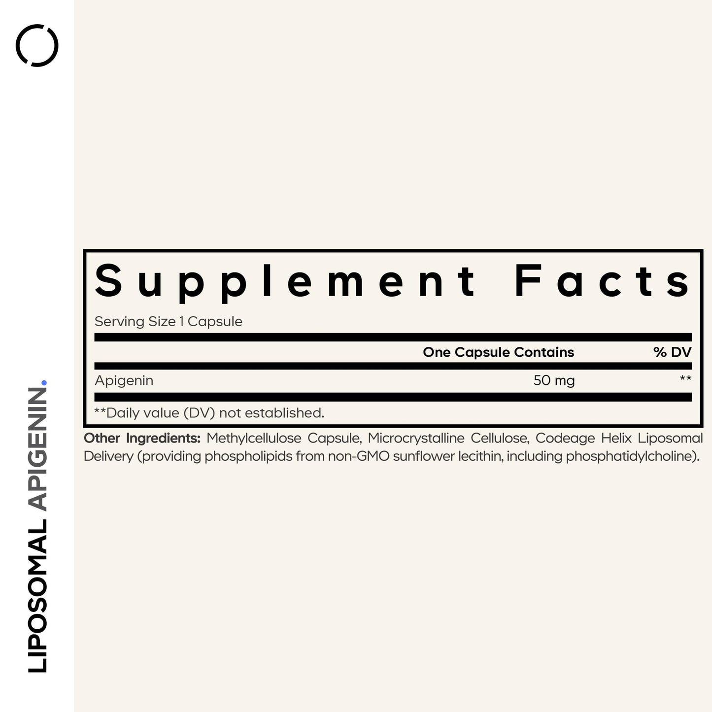 Codeage chamomile extract supplement bottle showcasing the liposomal delivery system logo.