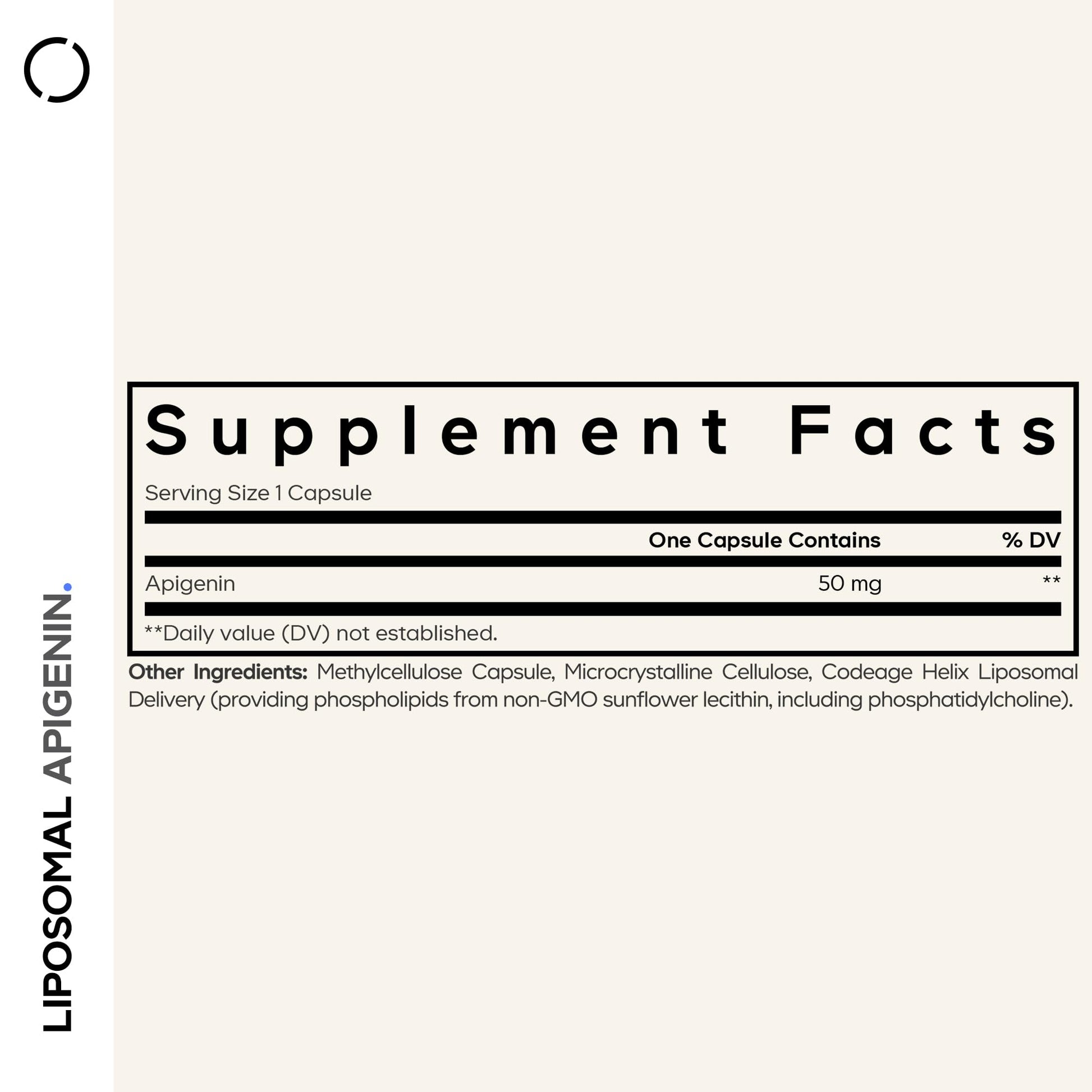 Codeage chamomile extract supplement bottle showcasing the liposomal delivery system logo.