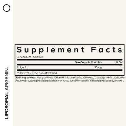 Codeage chamomile extract supplement bottle showcasing the liposomal delivery system logo.