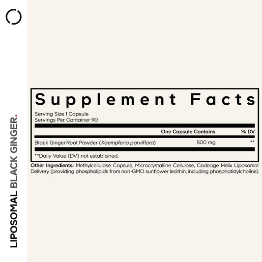 Codeage Kaempferia Parviflora 90 capsules packaging detail and liposomal delivery label