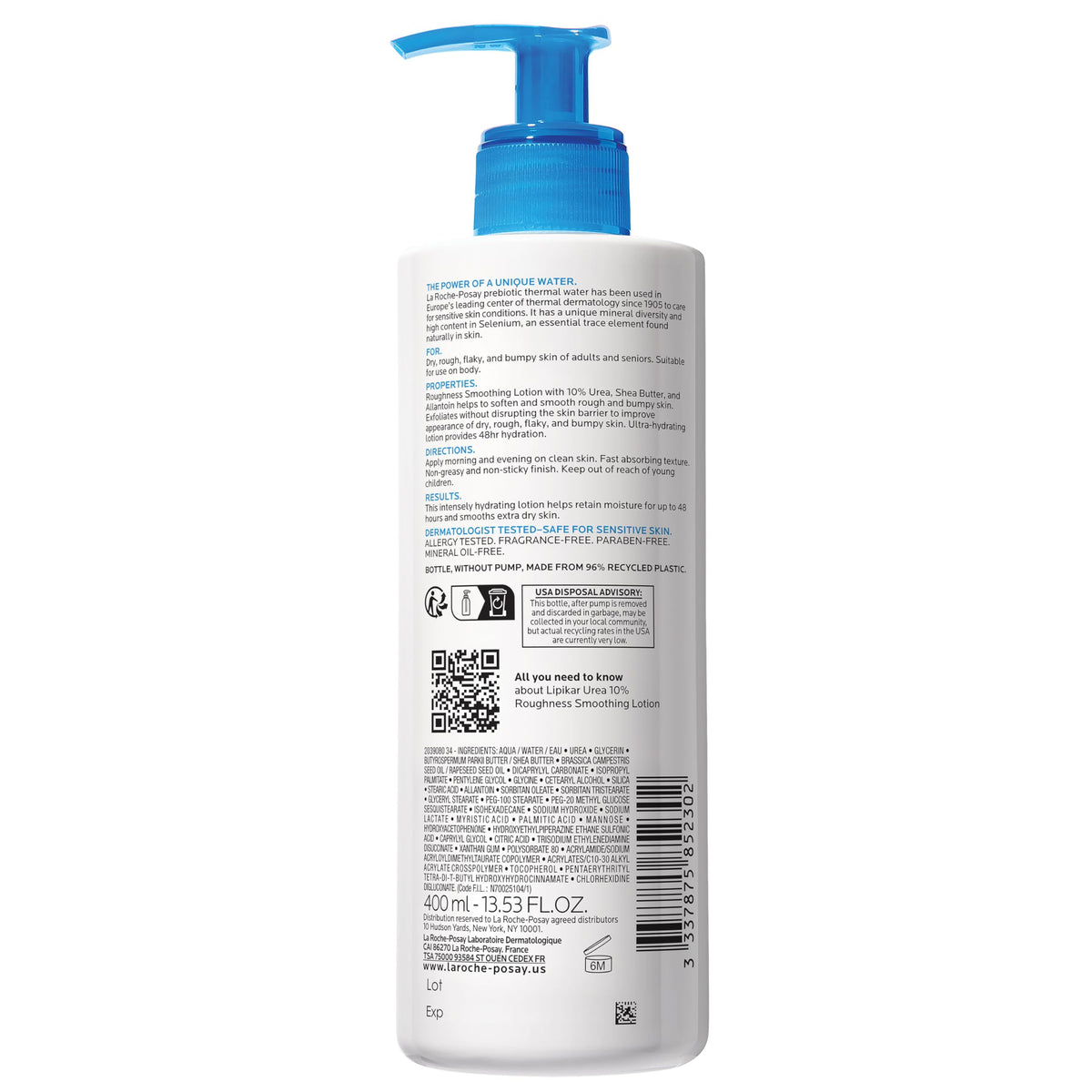 La Roche-Posay Lipikar Urea 10 Percent Body Lotion cap and nozzle closeup