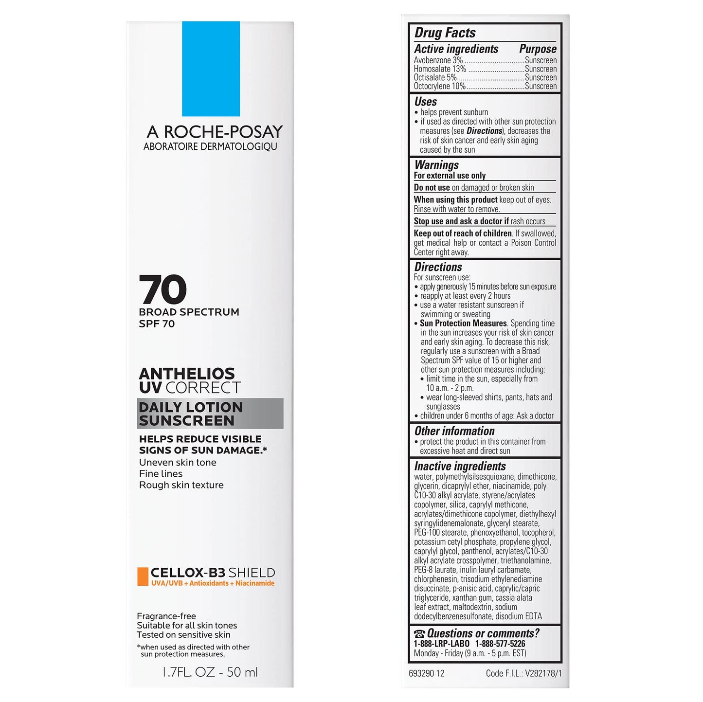 La Roche-Posay Anthelios UV Correct moisturizer packaging details