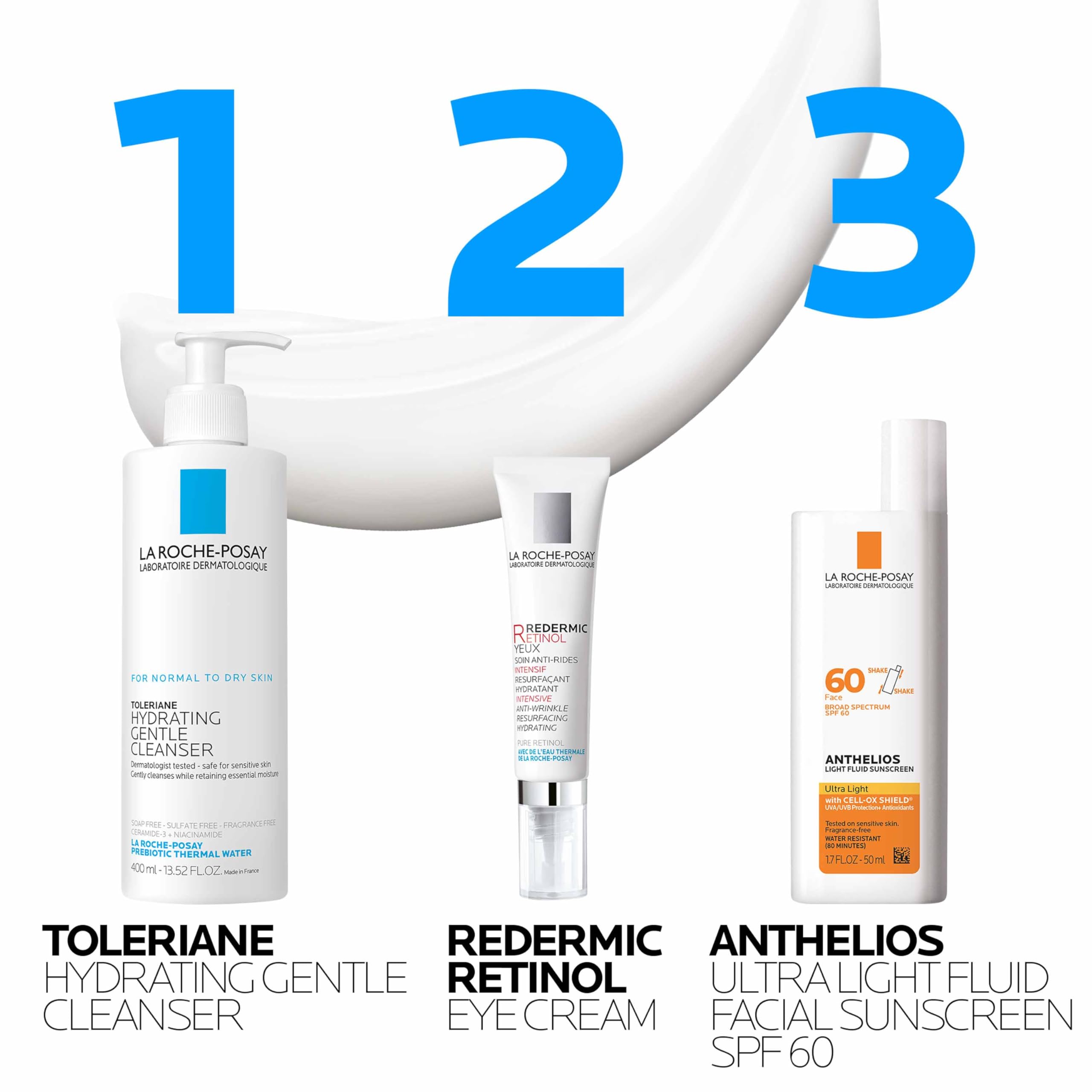 La Roche-Posay Redermic R anti-aging eye care routine setup on clean surface